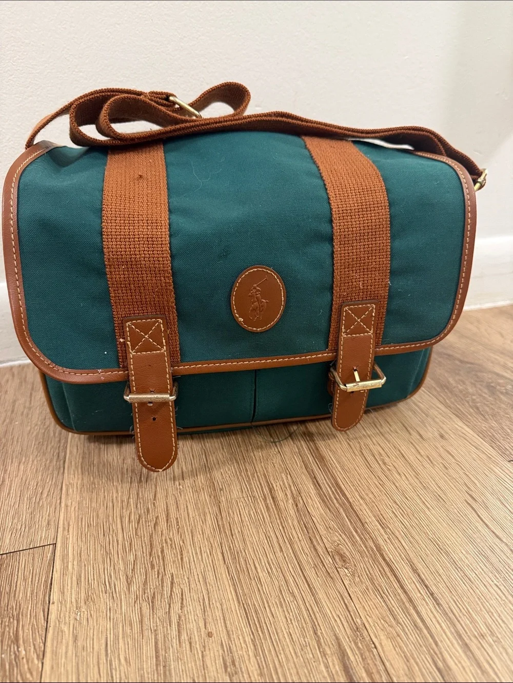 Vintage Polo by Ralph Lauren  Teal Canvas camera Messenger Bag